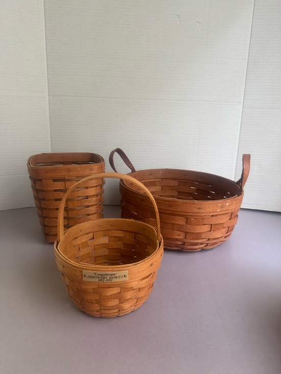Longaberger Other - Longaberger Three-Piece Small Natural Brown Woven Basket Set